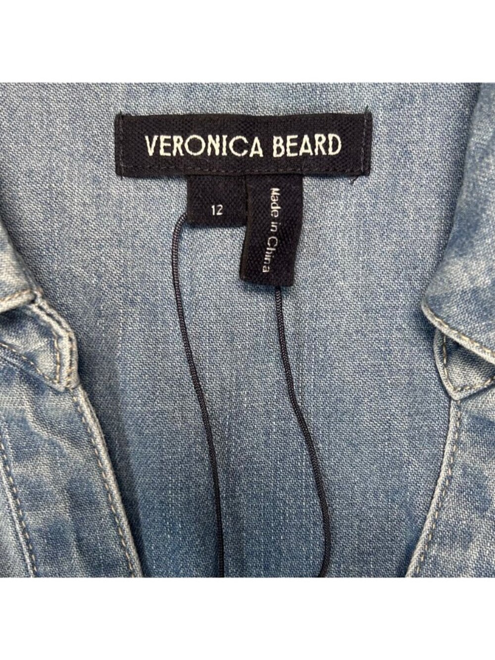 Veronica Beard Edwina 12 Belted Denim Pearl Snap Dress Preppy Western - Picture 7 of 11